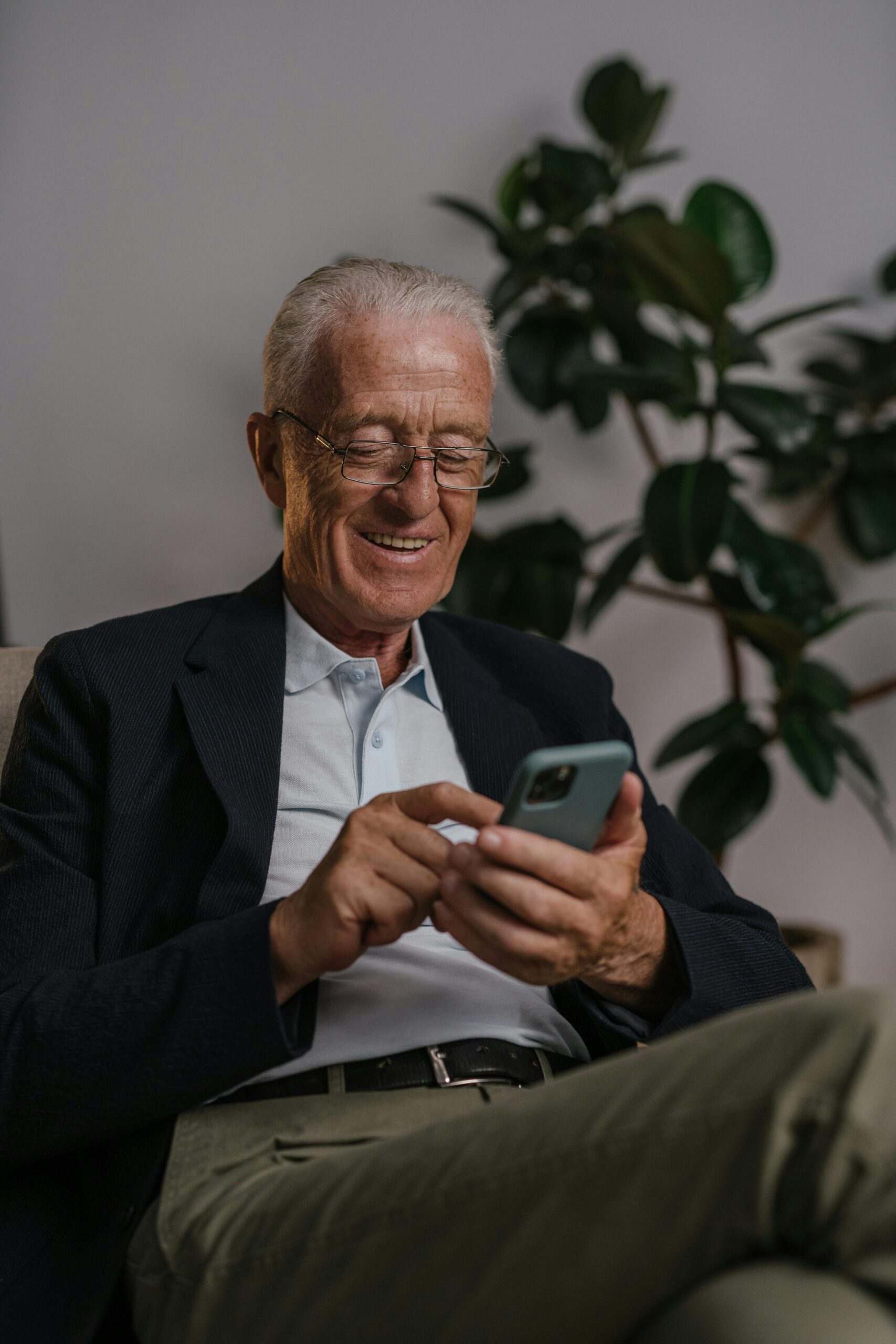 Older man on phone